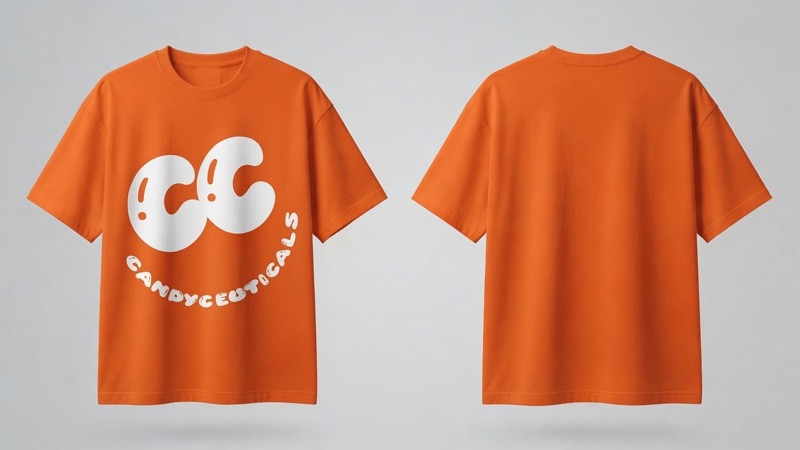 Hyper Orange tee with the white CC wordmark